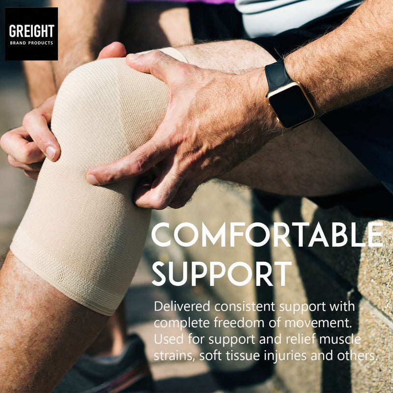 [Australia - AusPower] - Elastic Tubular Support Bandage - Reusable Elastic Tubular Compression Bandage Roll for Leg, Knee, Thigh, Arm & Elbow - Cotton Spandex, Natural Color (E (3.5 Inches x 33 Feet)) E 