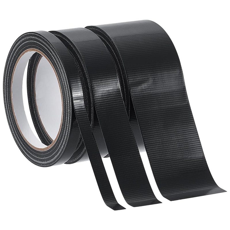BENECREAT 5 Rolls 3 Styles Black Bookbinding Tape, 0.4/1/2 Inch Wide Polyethylene Bookbinding Repair Tape for Repairing Old Books (20m/Roll)