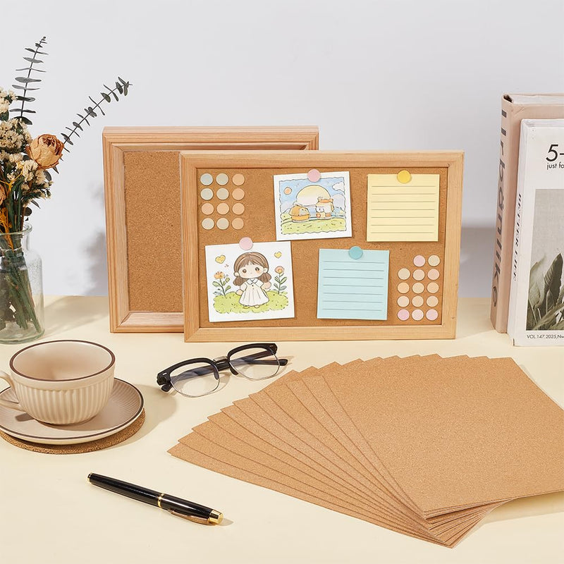 BENECREAT 20 Pack 11.81x8.23inch Self-Adhesive Cork Sheets, Natural Cork Board, Peel and Stick Cork Board for DIY Crafts Home Decor and Coasters Making 11.81x8.23x0.04Inch