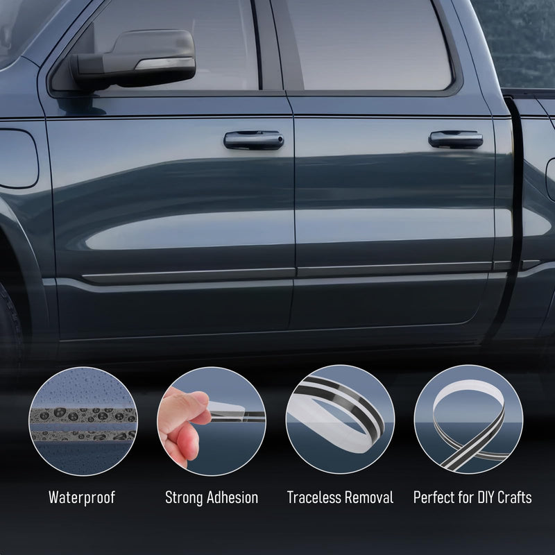 2 Rolls 32Ft Car Pinstripe Tape, Automotive Pinstriping Tape Stickers Vinyl DIY Stripes Pinstripe Emblems Trim Decals for Car, SUVs, Pickups, Motorcycle and Boat, Racing Stripes (Black) Black-2