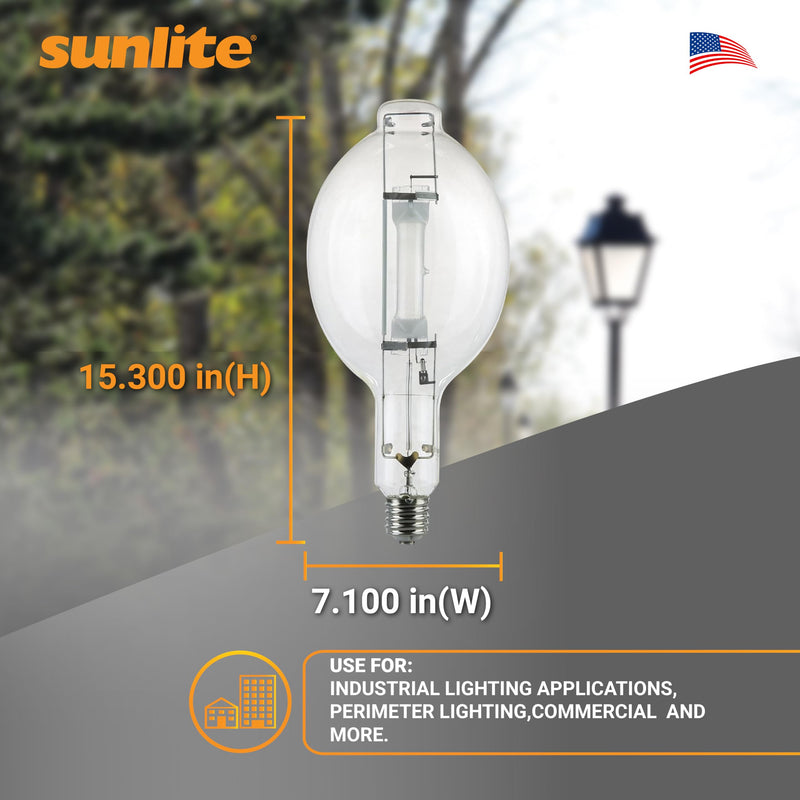 Sunlite 03681-SU MH1000/U/BT56 M47/S Metal Halide Lamp, 1000 Watts, Mogul Base (E39), BT56, 12,000 Hours Life, 110,000 Lumen, Clear Finish, 4000K 1 Count (Pack of 1)