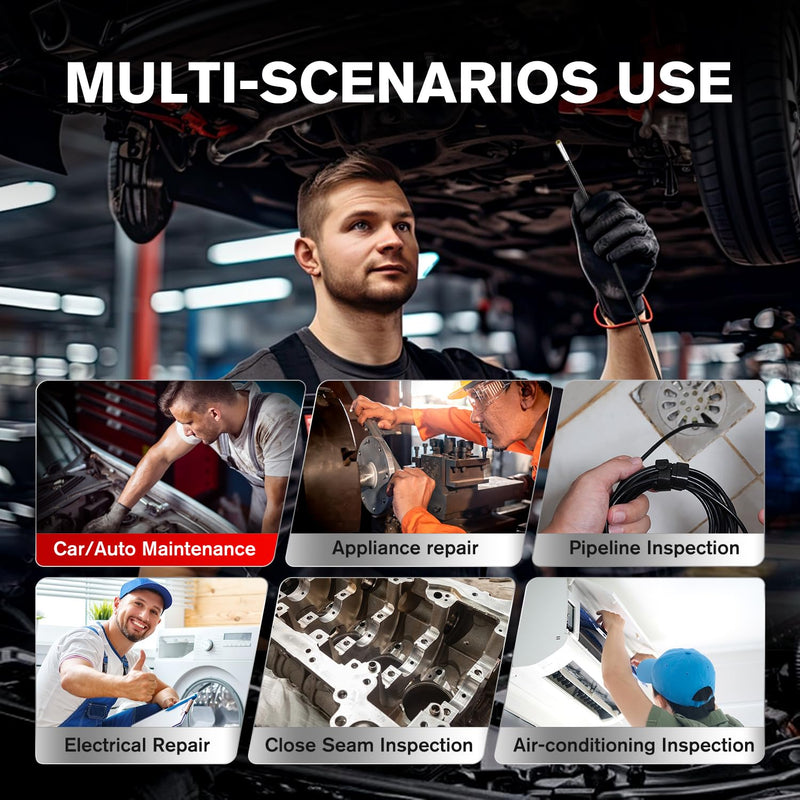 [Australia - AusPower] - Autel MaxiVideo MV108S Digital Inspection Camera, 2MP 1920x1080, Waterproof USB Endoscope, 8.5mm Ultra-Slim Borescope Snake Camera + LED Light, Work with Autel Scanner & PC, MV108 MV105S MV105 Upgrade 