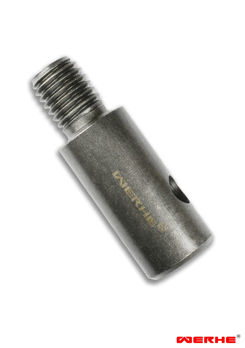WERHE Adapter M14 for Earth Auger, Hardened Steel, with Quick Release Bolts | Compatible with agitator and concrete stirrer, ideal for fence posts and tree planting, cable and pipe laying, length 6 cm