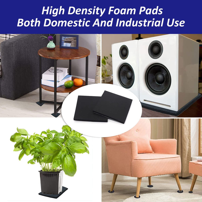 LANBEAUTIFY Foam Padding Sheets - 1/4" Thick Self Stick Neoprene Insulation Foam, 4" L x 4" W x 1/4" H, 8 Pack, Black 4in X 4in X 1/4in