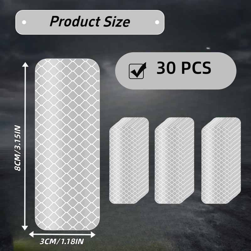 Reflective Tape 30 PCS - Waterproof Self-Adhesive Safety Stickers, DOT-C2 Reflector Tape for Outdoor Use on Bike/Truck/Car/Motorcycle/Clothing/Helmet, White 1.18" X 3.15"