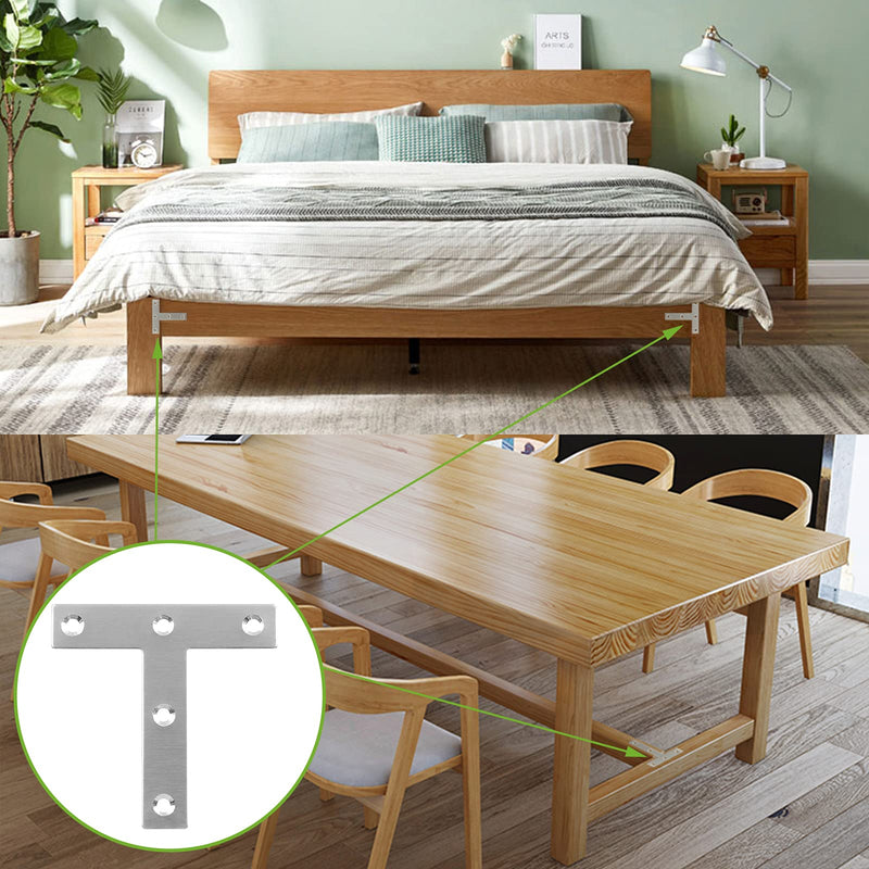 [Australia - AusPower] - 12Pcs T Shaped Mending Plate, 3.1" x 3.1" Stainless Steel Flat Corner Brackets, Corner Braces, Joining Plate, Repair Plate for Wood Furniture, Cabinet, Windows, Desks T Shape 
