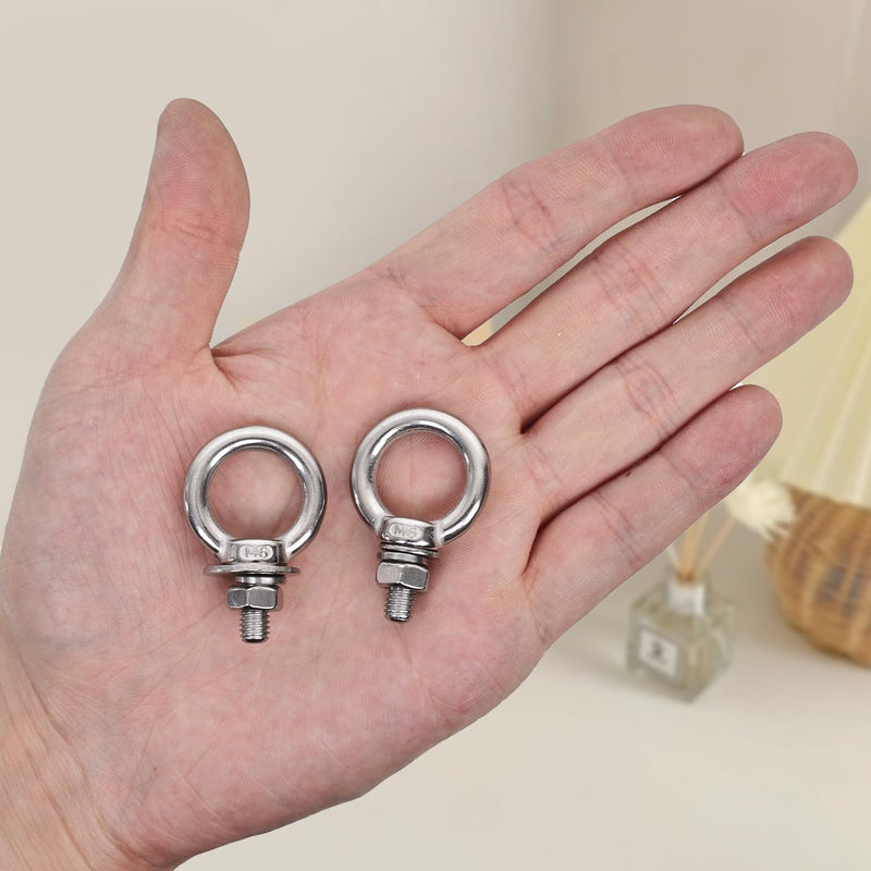 24 Pack M6 Stainless Steel Eye Bolts with Nuts Washers, 0.55"（14mm） Thread Length - Eyebolts for DIY, Furniture, Swing, and Outdoor Use (24, M6 x 14mm) 24