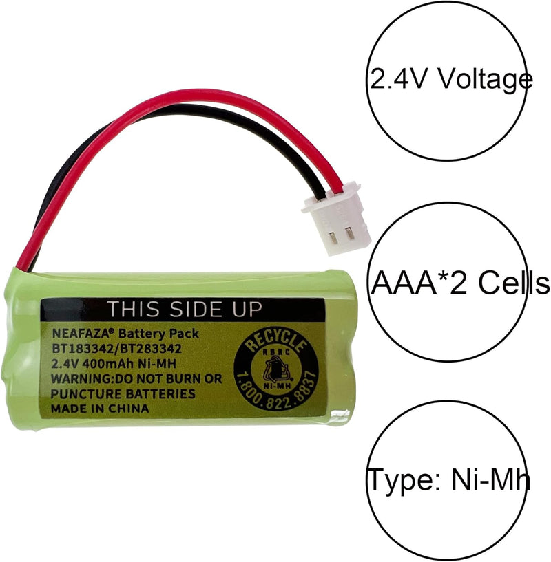 BT183342/BT283342 Phone Battery 2.4V 400mah Ni-MH BT162342 BT262342 Compatible with VTech CS6114 CS6419 AT&T EL52100 EL50003 EL52300 Cordless Handsets