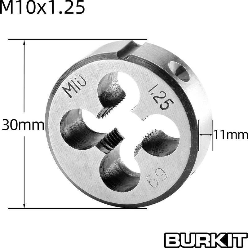 [Australia - AusPower] - Burkit M10 X 1.25 Tap and Die Set, M10 x 1.25 Machine Thread Tap and Round Die Right Hand M10x1.25 