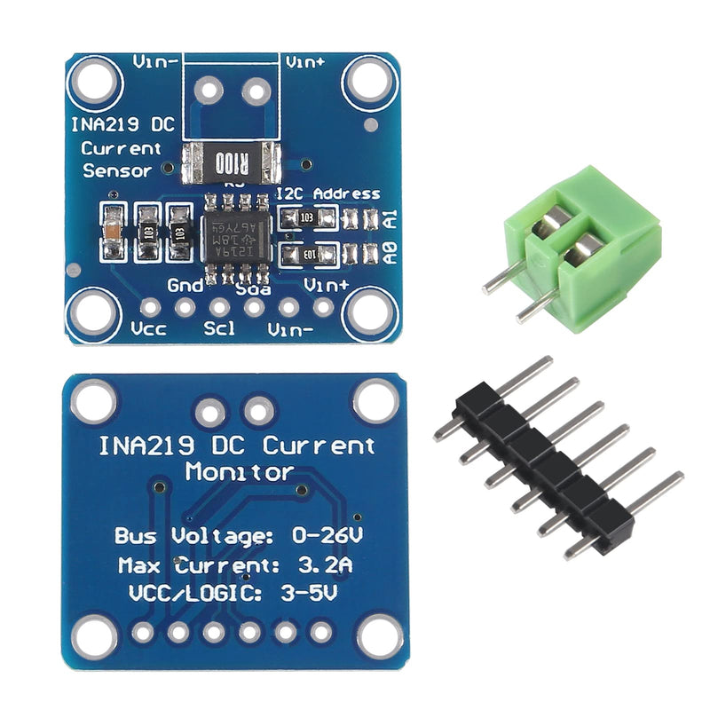 [Australia - AusPower] - 4pcs INA219 I2C Interface Bi-directional DC Current/Power Monitoring Sensor Module DIY 3V-5V IIC I2C Power Supply Sensor Breakout Module 
