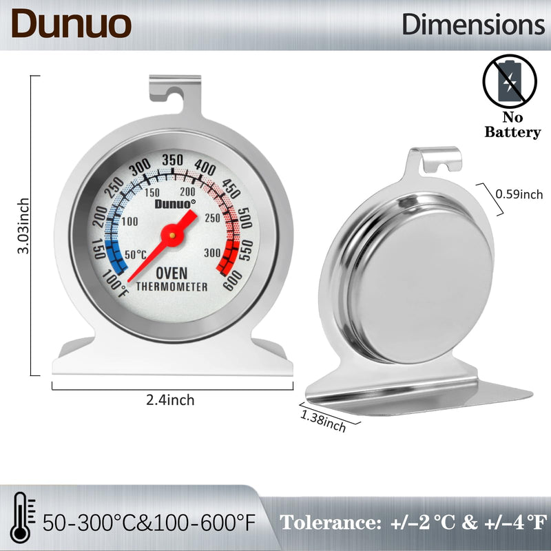 [Australia - AusPower] - 2-Pack Oven Thermometer for Gas Oven, 50-300°C/100-600°F Smoker Temperature Gauge with 304 Stainless Steel, Analog Instant Read Cooking Thermometer 