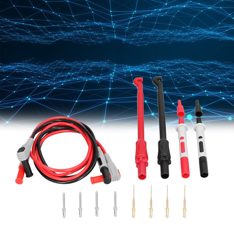 [Australia - AusPower] - P1033B Banana Plug Test Leads Kit, Replaceable Needle & Hook Probes for Multimeter, High Conductivity Brass & Silicone, Ideal for Home, Lab, Auto & Industrial Use 