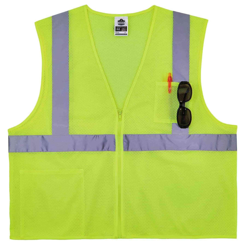 Ergodyne Unisex Glowear 8256z Self-extinguishing Hi-vis Safety Vest - Type R, Class 2, Zipper Large-X-Large Lime