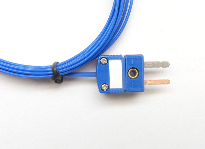 [Australia - AusPower] - T-Type Thermocouple Type-T, PFA-Insulated Probe, Mini Connector, Exposed Sensor, 10ft, 24 Gauge 