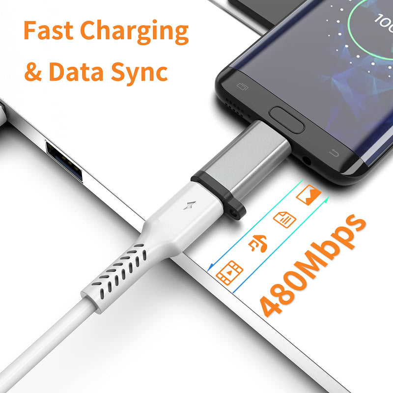 [Australia - AusPower] - USB-C to Micro USB Adapter, 3-Pack USB Type C Female to Micro USB Male Converter USB C to Micro B 2.0 Charge & Data Sync Compatible with Samsung Galaxy S7 S6 J7 Note 5 Kindle Ps4 and More -Grey Grey 