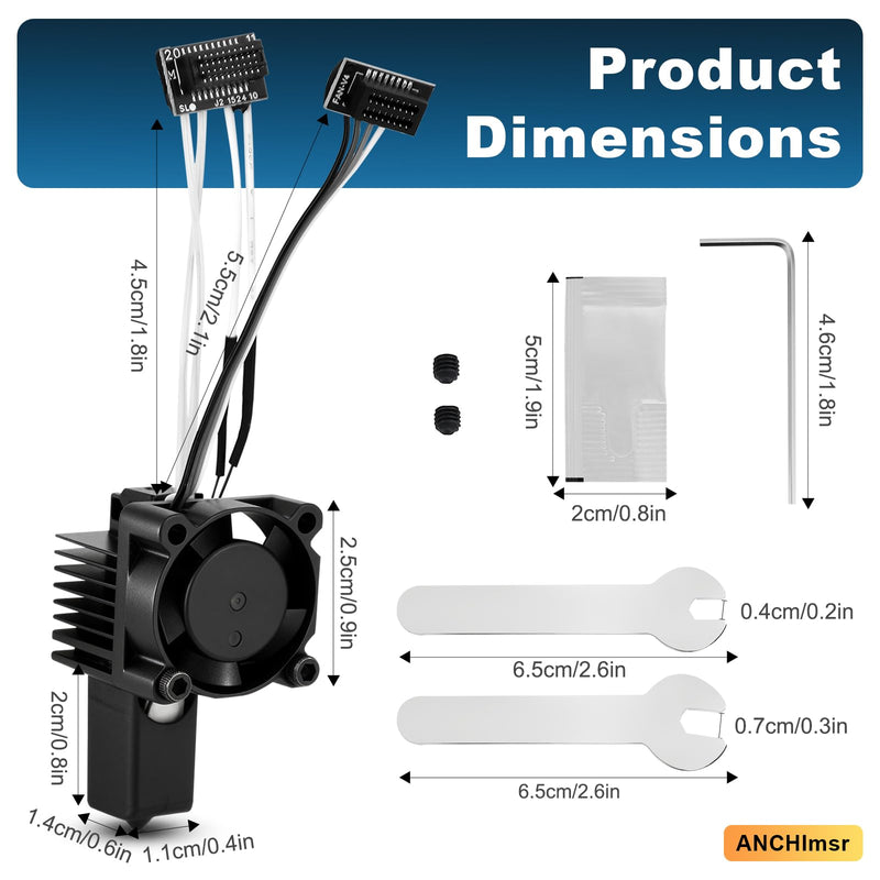 P1 Series Hotend Kit, Complete Assembly for Bamboo Lab P1P, P1S 3D Printers, 0.4 mm Hardened-Steel Nozzle, Ceramic Heater, Thermistor, Fan and Extruder Heating Block Replacement P1 Series Hotend Kit