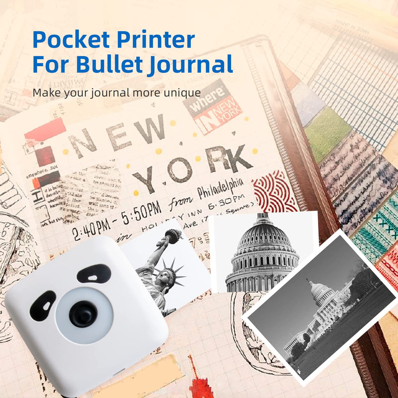 [Australia - AusPower] - vretti Portable Thermal Printer TP6S, Bluetooth Mini Pocket Printer Compatible with Android & iOS, 300DPI Wireless Pocket Picture Printer for iPhone Working Listing, Notes, Journal, Travel TP6-S+1roll 