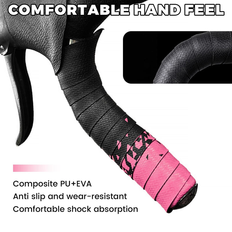2PCS Bike Handlebar Tapes, Bicycle Handlebar Tape, Road Bike Handlebar Tape, Cycling Handle Wraps, Comfortable, Durable, Anti-Slip, Sweat-Absorbing Design, Pink A Pink