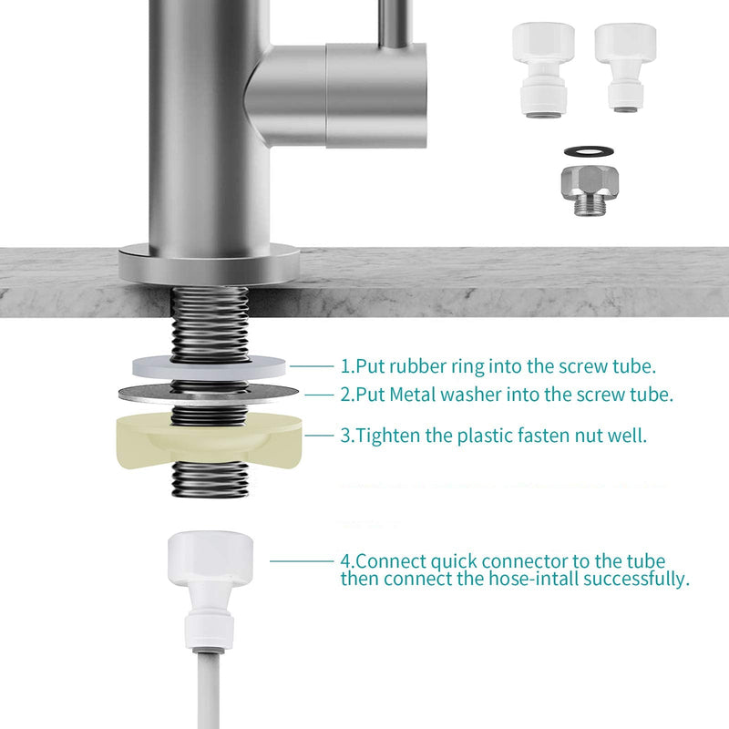 MIAOHUI Reverse Osmosis Faucet, Drinking Water Tap Fits Non-Air Gap Filtration Systems, Modern RO Kitchen Filtered Water Faucet, Lead-Free, Stainless Steel (Brushed Nickel) Brushed Nickel