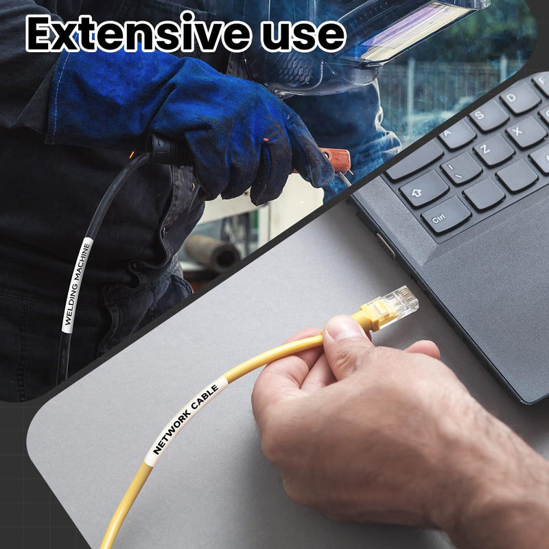 [Australia - AusPower] - Rhino Heat Shrink Label 3/4'' Compatible with DYMO 18057 Heat Shrink Tubes A18057 Work with DYMO Rhino 4200 5200 5000 6000 Industrial Label Maker, 5-Pack, Black on White 