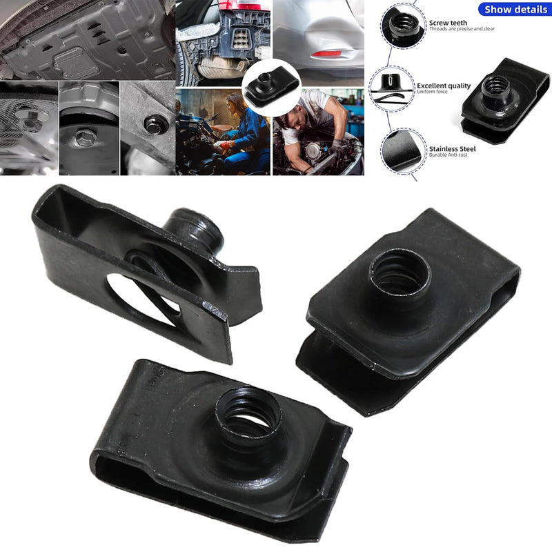 [Australia - AusPower] - Heyous 25PCS Black Leaf Spring Nut U Clips 1/4inch-20 Metal U Clip U Fastener Quick Nut Bumper Bolt Fender Grille Clip for Door Trims Bumpers Radiator Shrouds 