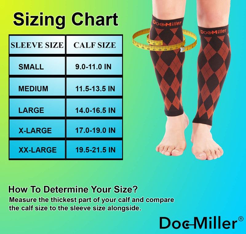 [Australia - AusPower] - Doc Miller Compression Calf Sleeve for Men & Women, 20-30mmHg Support for Running, Calf Tear, Knee High, 1 Pair Orange. Black Small 