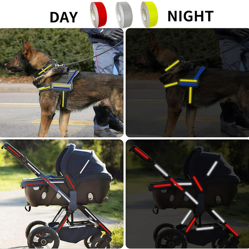 3 Rolls of 3 Colors High-Visibility Reflective Tape - Waterproof Self-Adhesive Safety Stickers for Outdoor Nighttime Visibility, Trailers, Clothing, Vehicles (1 in x 30 ft.)