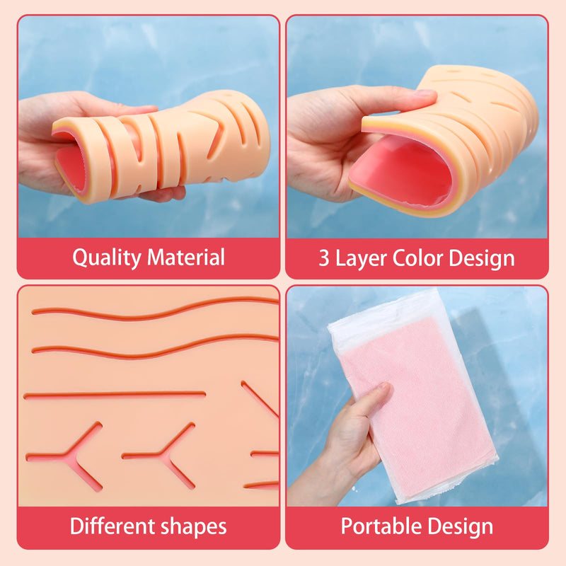 [Australia - AusPower] - 3 Pcs Suture Pad 3 Layer Suture Practice Pad with Wounds Suture Practice Kit, Hard to Rip, Tear or Break for Medical and Vet Students Veterinarian Nurses Training and Practice Classic Style 