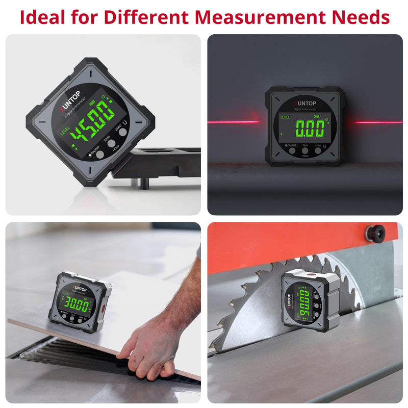 [Australia - AusPower] - USB Charging Digital Level Box Angle Finder with Laser (Level 2), 4-Side Strong Magnetic Angle Gauge IP54 Waterproof Inclinometer Level, Saving time and Effort Hanging Decorations-Gray Gray 