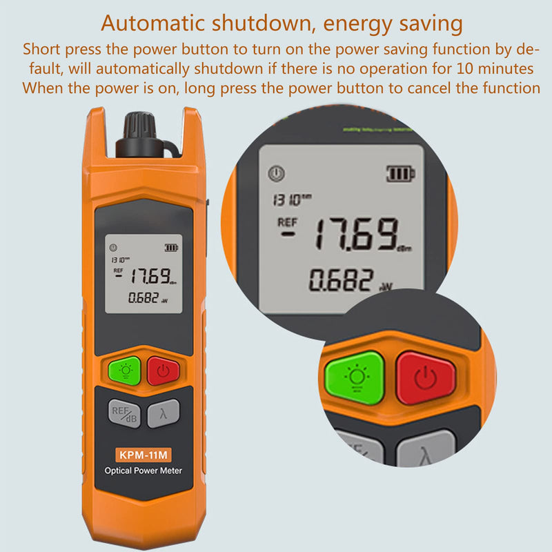 [Australia - AusPower] - Mini Fiber Optic Power Tester, Optical Power Meter with Visual Fault Location, 7 Wavelength Fiber Optic Cable Tester (KPM-11M-A-G) KPM-11M-A-G 