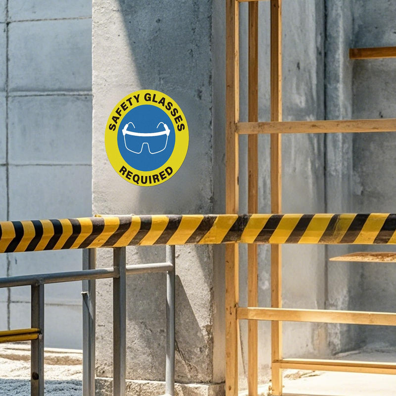 5 Pack Safety Glasses Required Sticker 17 × 17 Inches Eyes Protection Caution Warning Safety Sign Self Adhesive Vinyl Waterproof Signage for Factory Warehouse Workplace