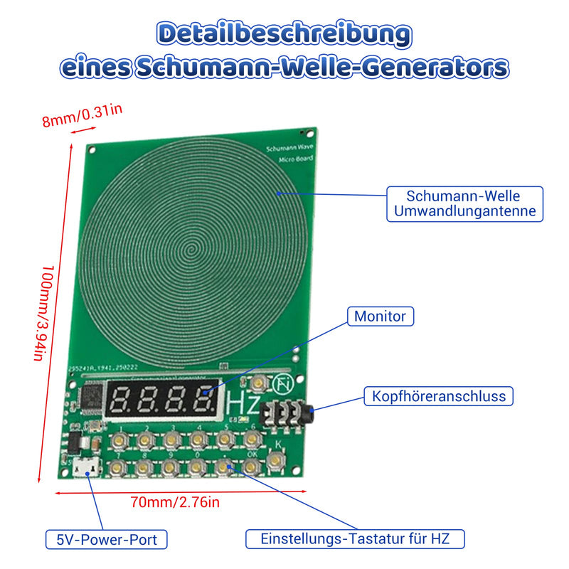 [Australia - AusPower] - Schumann Frequency Generator 7.83 Hz with Display, USB Port, Schumann Resonance Generator, Natural Resonance, Stress Relief for Room Harmony, Portable for Home, Office 