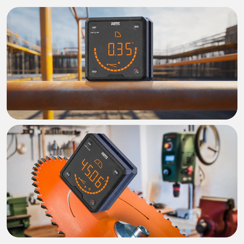 [Australia - AusPower] - Huepar Pro Protractor Digital Inclinometer with V-Groove Magnetic Base and Backlit LCD Electronic Table Saw Try Square for Construction, Woodworking, Engineering 