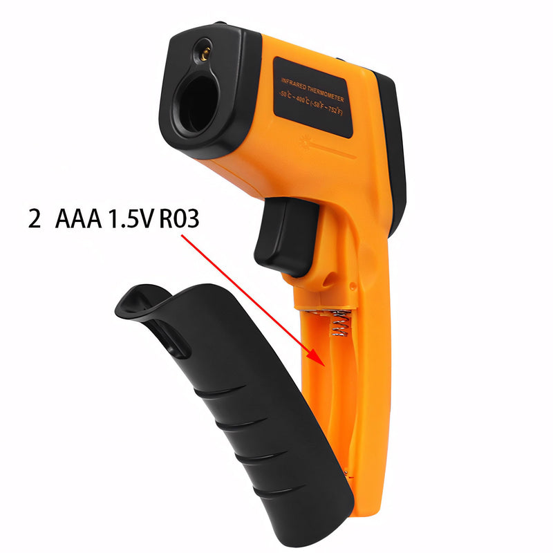 Retoo Infrared Thermometer -50-380°C LCD Laser Non-Contact °C/°F | Measurement in 1 second, LCD lighting, 14 x 8.5 x 3.5 cm, 2 x AAA not included, ABS, orange-black