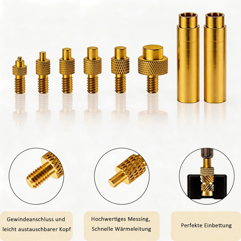 Threaded Inserts Soldering Tips Set, 100 W LED Soldering Iron with Temperature Adjustable, 130 Pieces Thread Inserts M2/M3/M4/M5/M6/M8, Soldering Tips for Thread Insert
