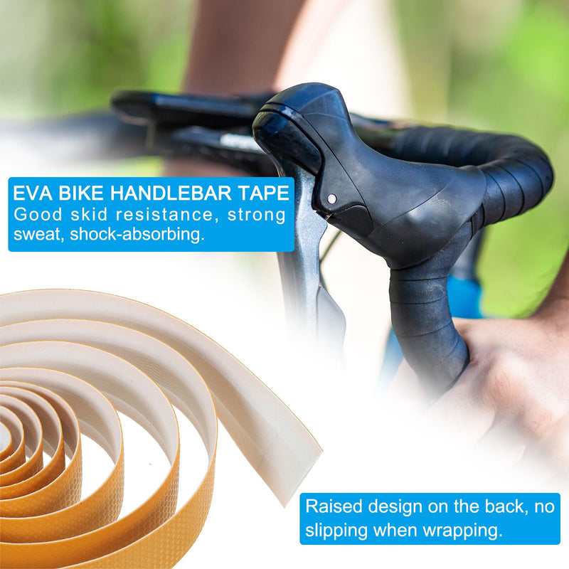PATIKIL Bike Handlebar Tape, 2 Pack EVA Carbon Handle Grip Wraps Non-Slip Bicycle Bar Tape with Black End Plugs for Racing Bicycles, Yellow