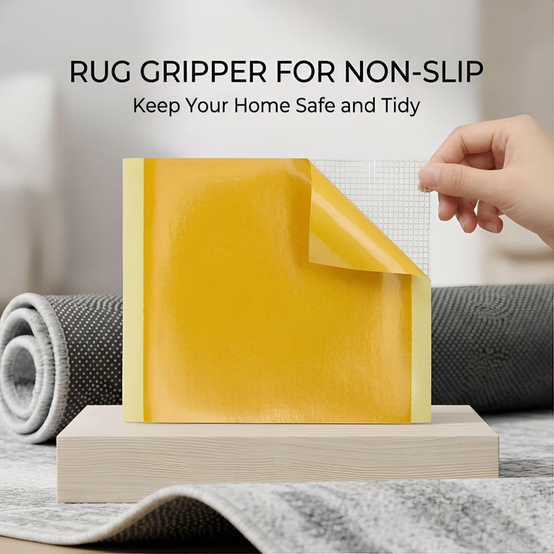 Carpet Tile Tape Double Sided 4" x 4", 220 Pcs, Heavy Duty Anti Slip Rug Grip Tape, No Residue Adhesive Connectors for Hardwood Floors, Area Rugs, Stair Treads Yellow