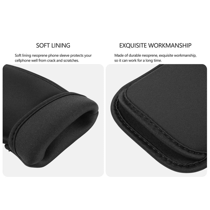 [Australia - AusPower] - 2 PCs Neoprene Cell Phone Sleeve Phone Pouch Compatible for Apple iPhone 15 14 Pro Max Galaxy S24 S23 Ultra S24+ S23 FE A54 A53 OnePlus 12 11 10T Pixel 8 7 6 Pro Nokia G310 (Large, Black) Large: Fits phone w/ Slim to Medium Case on 