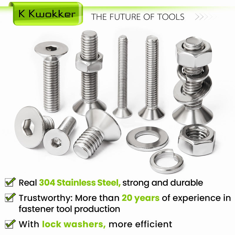 [Australia - AusPower] - 1023PCS M3 Hex Socket Machine Screws + 1485Pcs M3 M4 M5 M6 Hex Flat Head Metric Bolt Assortment 