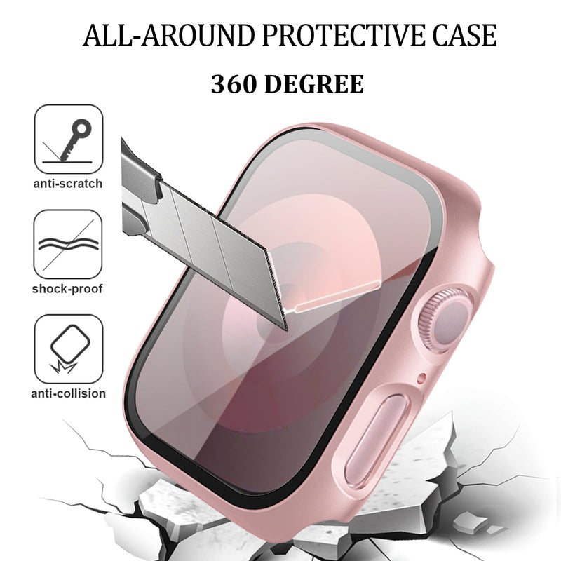[Australia - AusPower] - 6-Pack Case Compatible with Apple Watch 40mm Series SE 2nd Gen 6 5 4 with Tempered Glass Screen Protector, QCKANLJ Ultra-Thin Hard PC Full Protective Face Cover Bumper for iWatch 40mm Black/Transparent/Pink/White/Starlight/Rose Gold 