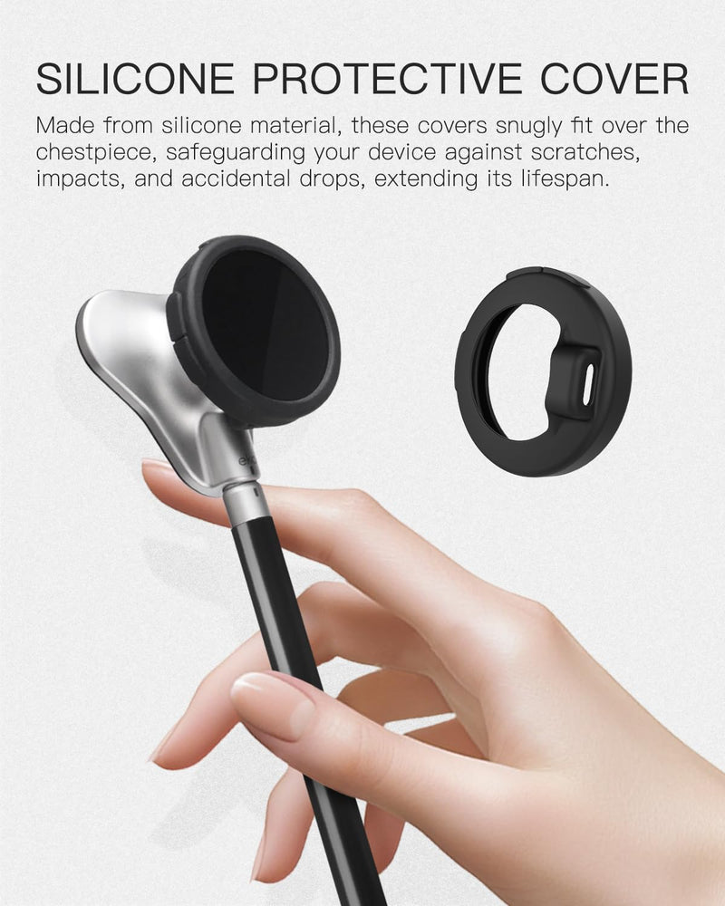[Australia - AusPower] - Stethoscope Chestpiece Cover for EKO CORE 500™ Digital Stethoscope – Essential Protection for Medical Professionals Black+White+Grey 