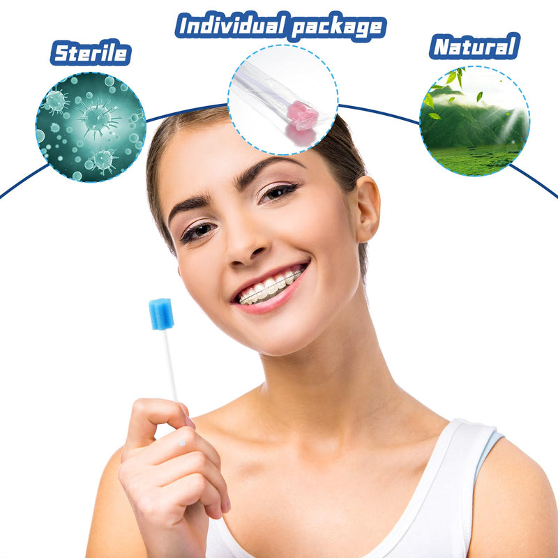 [Australia - AusPower] - TrelaCo 500 Pcs Toothettes Oral Swabs Bulk Disposable Mouth Swabs Multicolor Sponge Individually Wrapped for Elderly Adults Oral Cavity Mouth Cleaning(Plum Blossom) Plum Blossom 