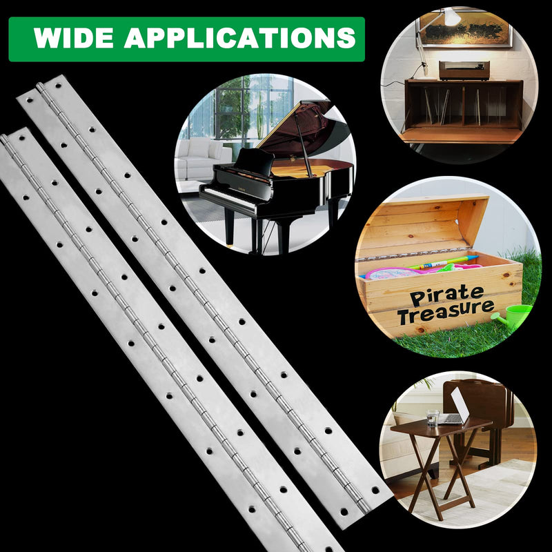 [Australia - AusPower] - 2Pack Heavy Duty Piano Hinge, 2" Open Width x 20" Continuous & Piano Hinges, 0.06” Thick Stainless Steel Piano Hinge with Holes, Polished Stainless Furniture Hinges for Cabinet Door Cases Woodworking 20INCH 