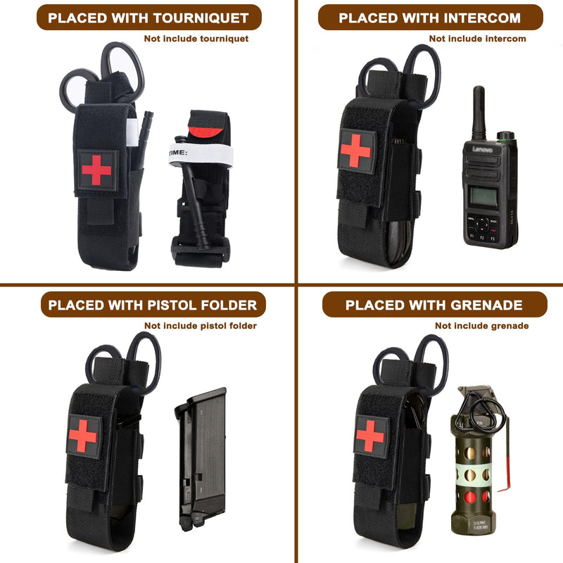 [Australia - AusPower] - Upgrade Tourniquet Pouch with Shear, Molle Tourniquet Holder, Tactical TQ Trauma Tourniquets Scissors(Without Tourniquet) Black 