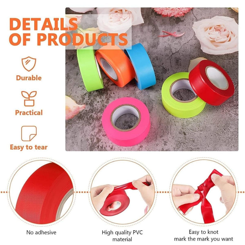 SINGHAL 12 Pack Orange Flagging Tape 1" x 1800 ft Length, Neon Tree Marking, Surveyor Tape, barricading and Flagging Various Areas | Highly Visible l Non Adhesive