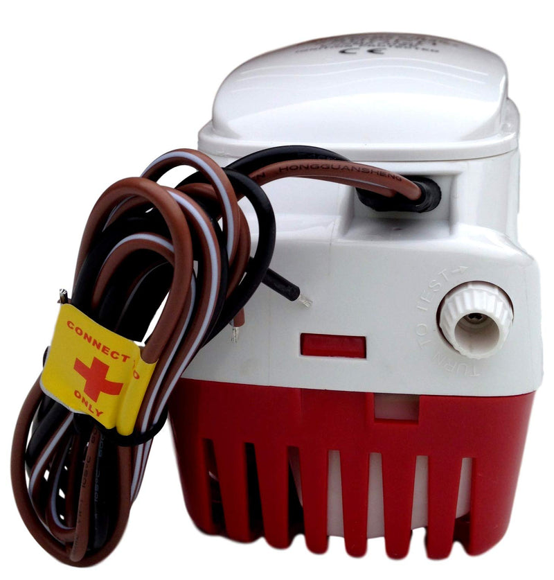 OASIS MARINE Automatic Bilge Pump with Built-in Float Switch 1100 GPH 12V Water Removal Pump, Stainless Steel Shaft, Snap-Lock Strainer Base, Quiet Operation, 1-1/8" Hose Outlet