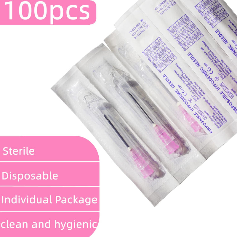 [Australia - AusPower] - 100 Pack 18Ga 1 Inch Sterile Disposable Injection Needle with Cap for Scientific and Industrial Dispensing Needl Accessories 