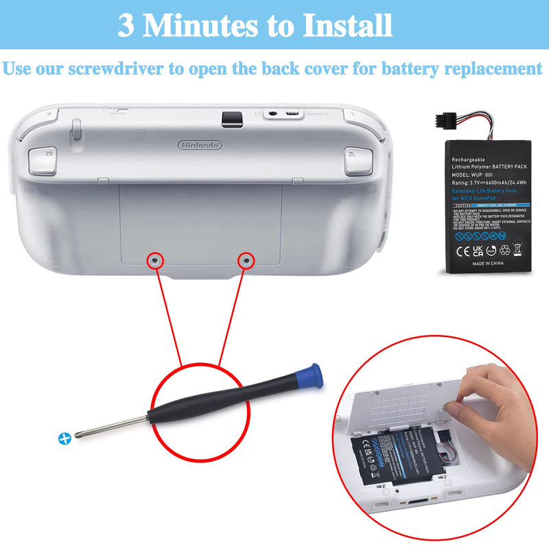 [Australia - AusPower] - Pickle Power 6600mAh Wii U Gamepad Battery, Rechargeable Wii U Battery Replacement for Nintendo Wii U Gamepad WUP-010 WUP-012 