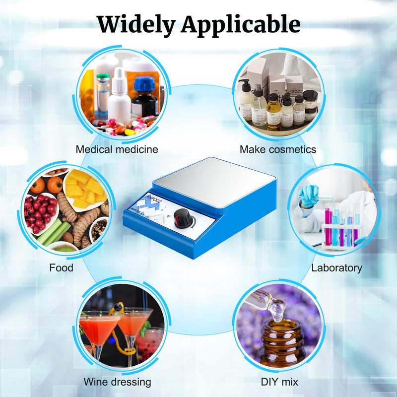 [Australia - AusPower] - Magnetic Stirrer with 4 PCS Stir Bars, Stir Plate 3000RPM Magnetic Mixer 3000mL Lab Stirrers (No Heating) Square Blue 