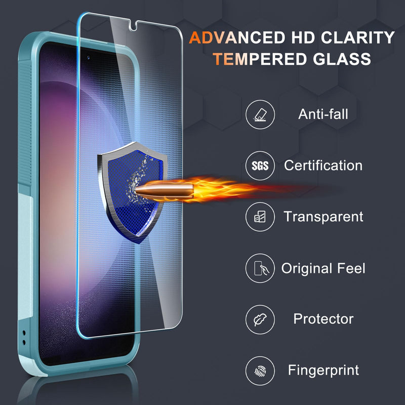 [Australia - AusPower] - for Samsung Galaxy S24 Plus Case, Full Body Heavy Duty Rugged Shockproof Protective Phone Cover with Lanyard Strap, Tempered Glass Screen Protector and Camera Lens Cover, Mint Green Samsung S24 Plus(6.7 inch) 
